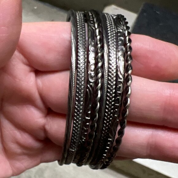 Blue and Silver 10-Bangle Bracelet Bundle - Picture 6 of 8